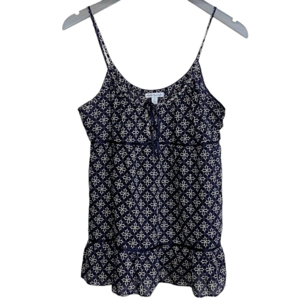 American Eagle Women's Purple Boho Printed Spaghetti Strap Gauze Top NWOT Size 4